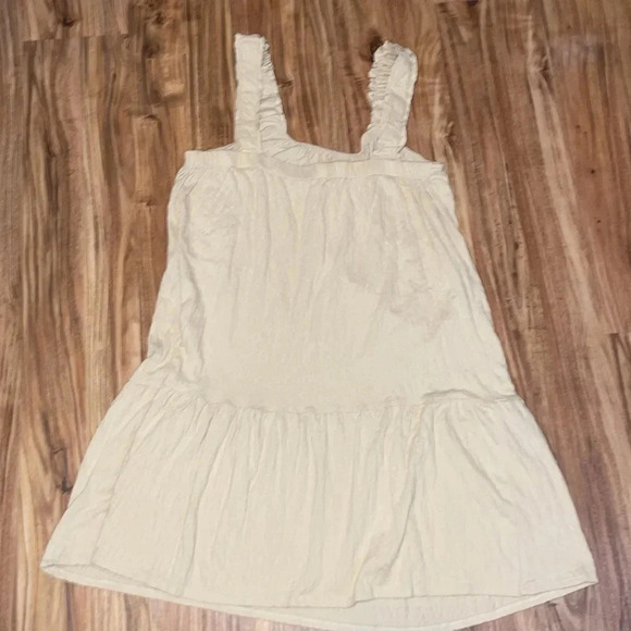 Wonderly women’s dress large 12 14 ruffle tan khaki beige sleeveless stretch NWT - Picture 5 of 10